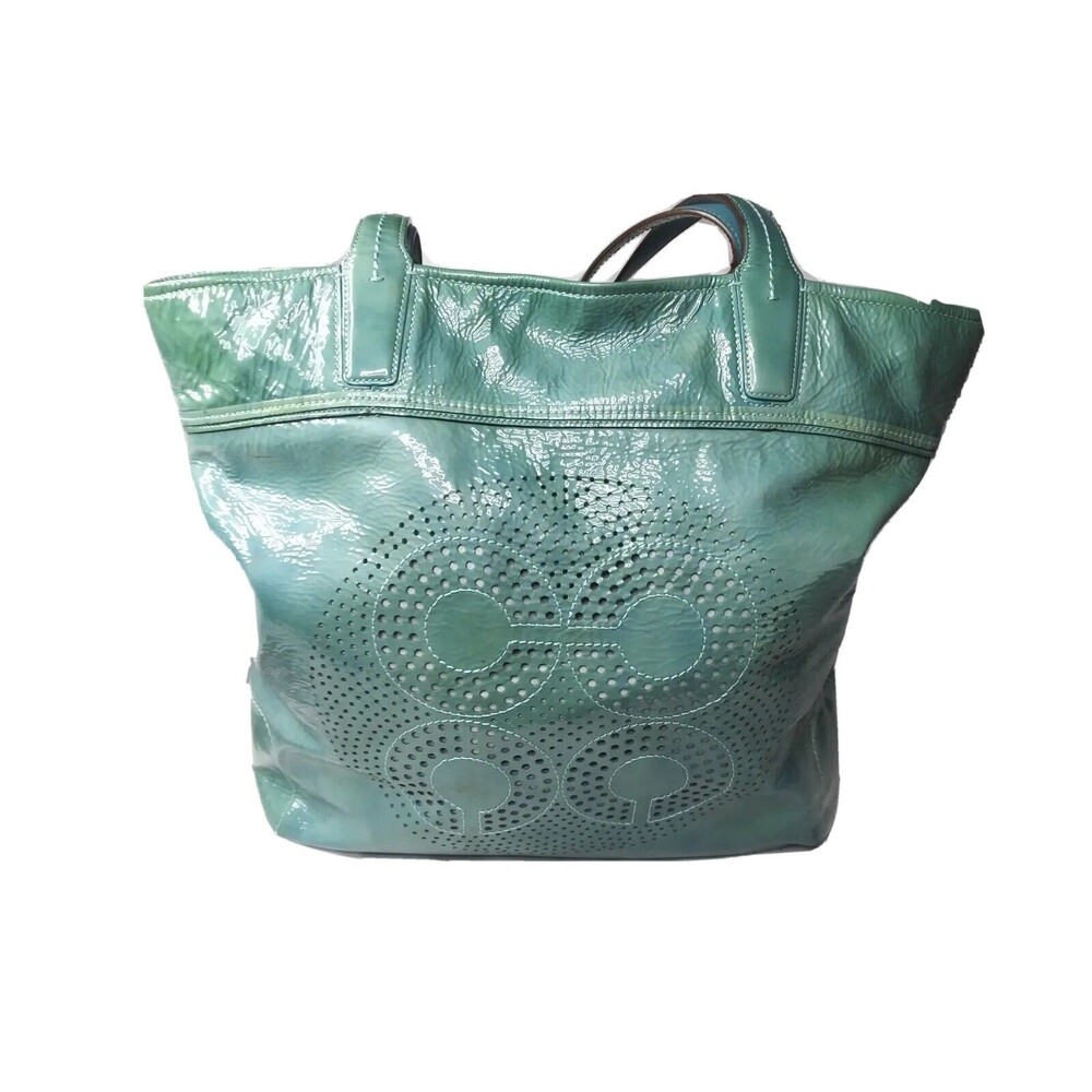 Coach Audrey Patent Leather Slim Tote Bag #17029 Green Large Retail $359 - Picture 2 of 11